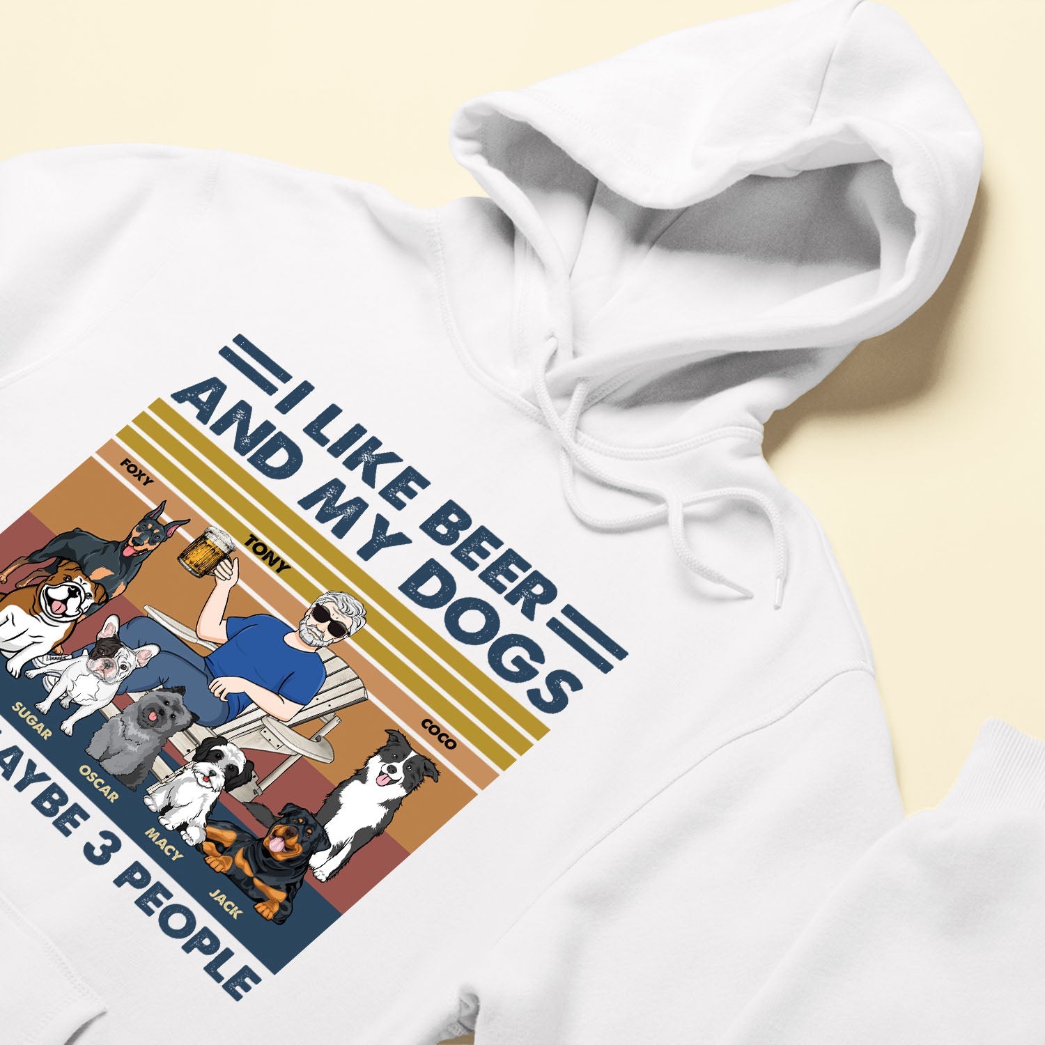 I Like Beer My Dogs & 3 People - Personalized Vintage Shirt - Birthday, Father's Day Gift For Dog Dad, Dog Lover