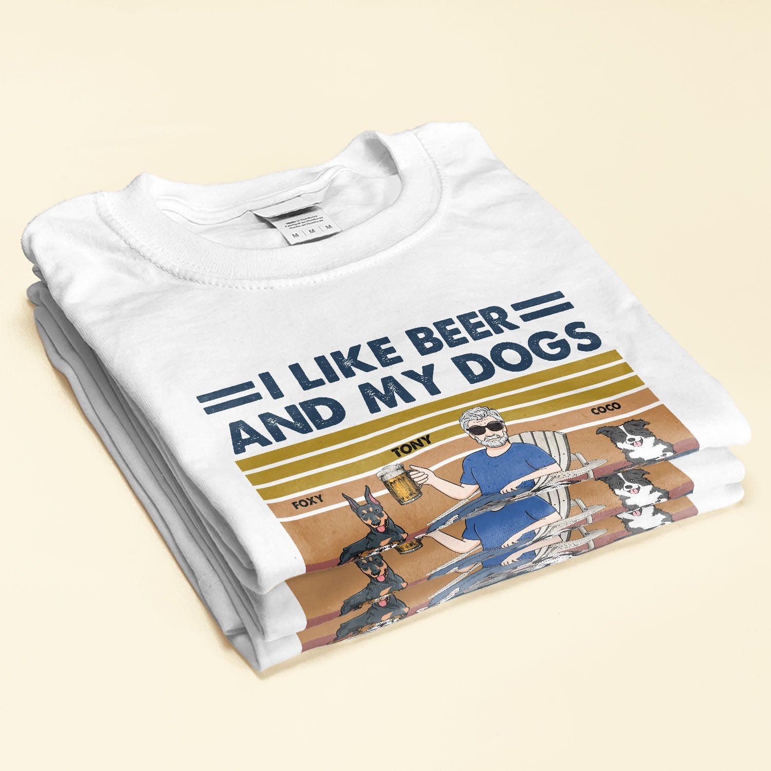 I Like Beer My Dogs & 3 People - Personalized Vintage Shirt - Birthday, Father's Day Gift For Dog Dad, Dog Lover