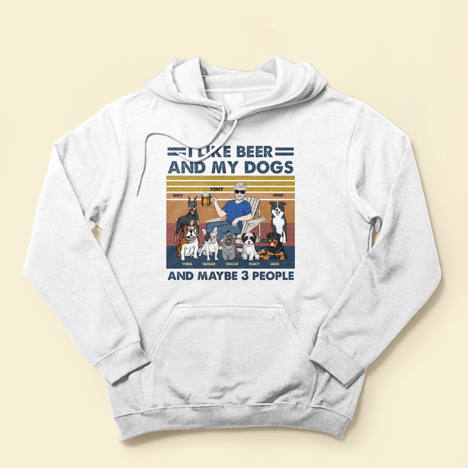 I Like Beer My Dogs & 3 People - Personalized Vintage Shirt - Birthday, Father's Day Gift For Dog Dad, Dog Lover