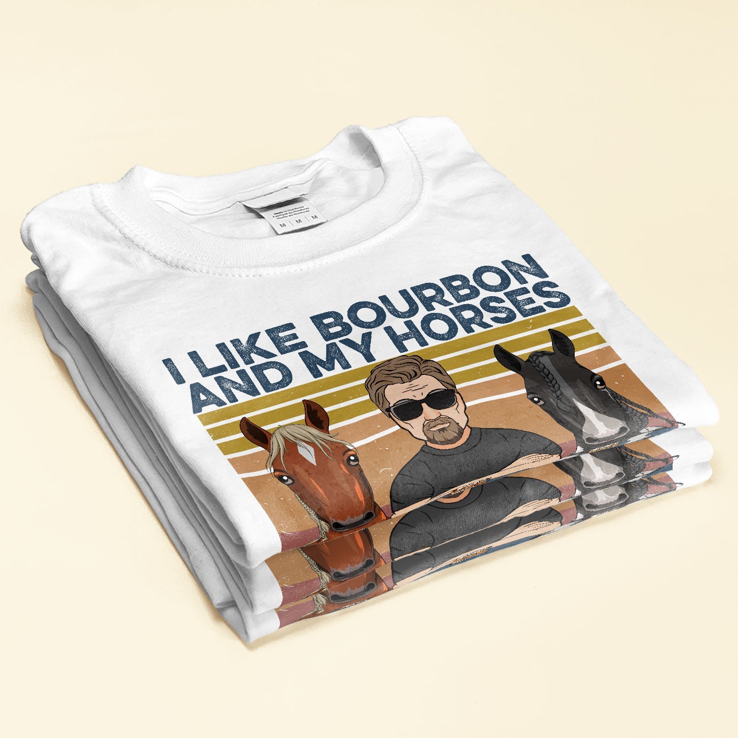 I Like Bourbon Beer Wine And My Horse - Personalized Shirt - Peeking Horse
