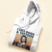 I Like Dogs And Tattoos- Personalized Shirt - Birthday Gift For Tattoo Girl, Dog Mom, Dog Lovers