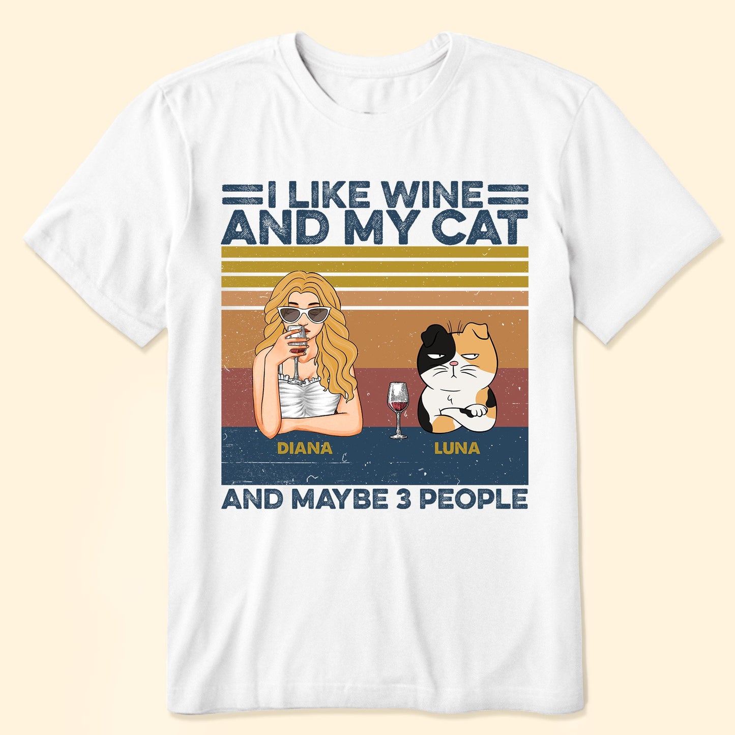 I Like Wine And My Cat - Personalized Shirt