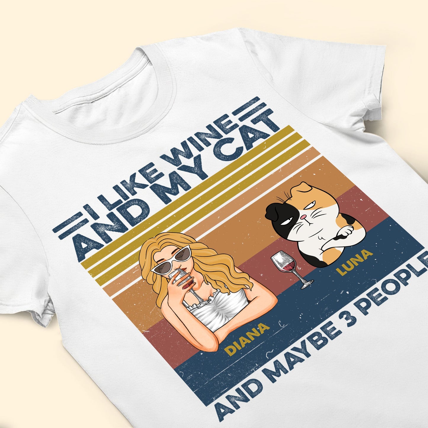 I Like Wine And My Cat - Personalized Shirt