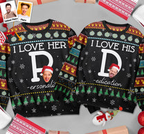 I Love Her P I Love His D - Personalized Ugly Sweater