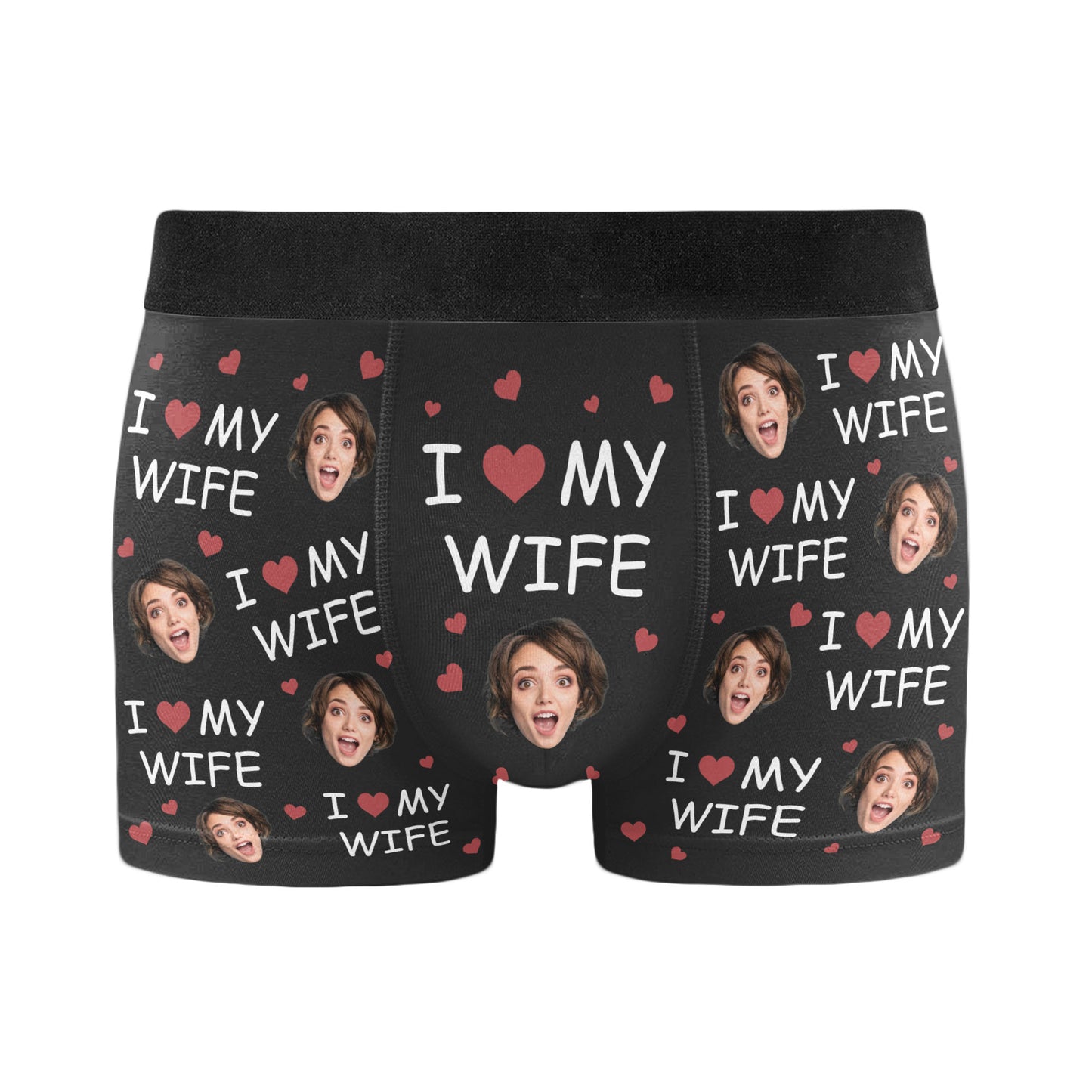 I Love My Wife - Personalized Photo Men's Boxer Briefs