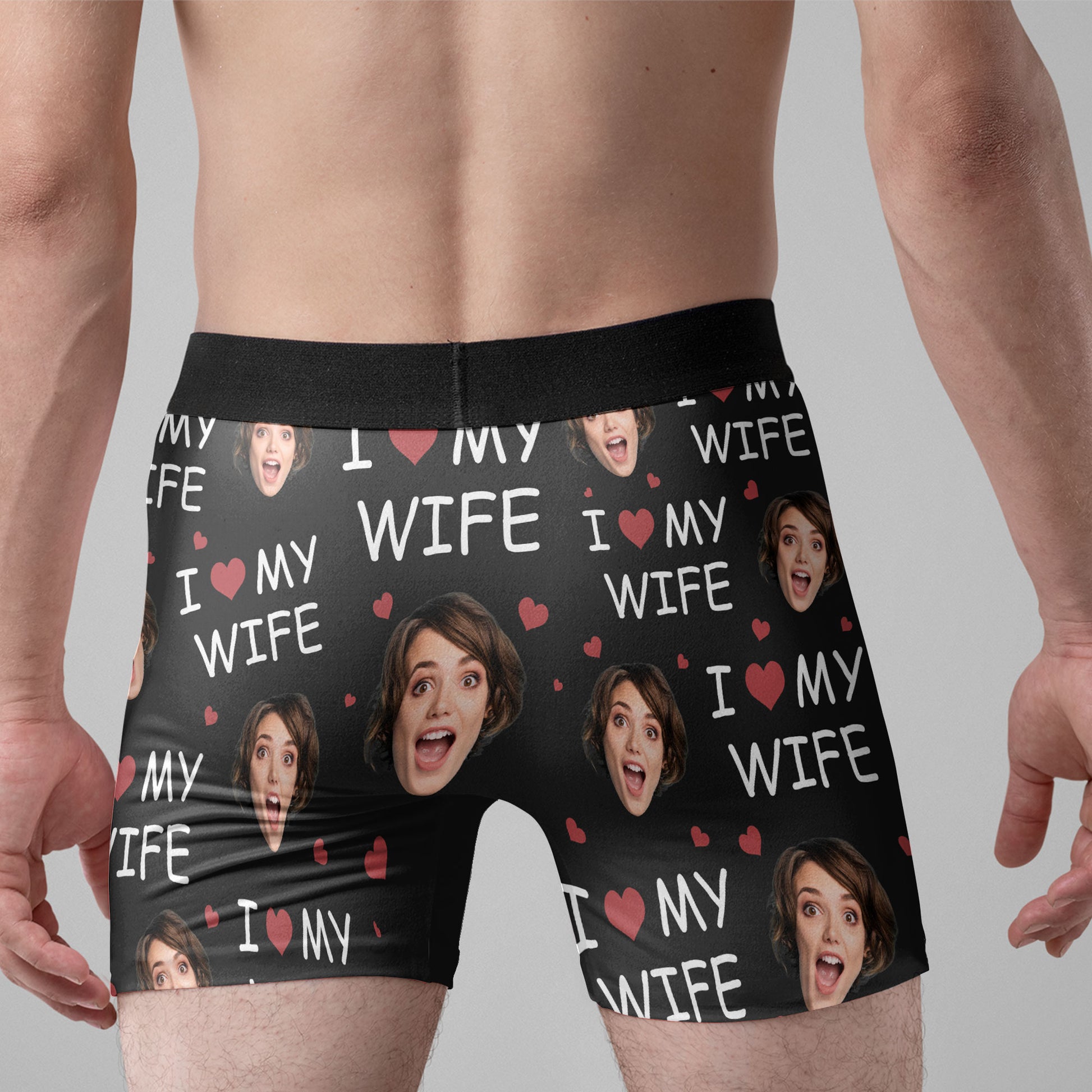 (Photo Inserted) I Love My Wife - Personalized Men's Boxer Briefs - Valentine's Day, Loving, Birthday Gift For Boyfriend, Husband, Life Partners
