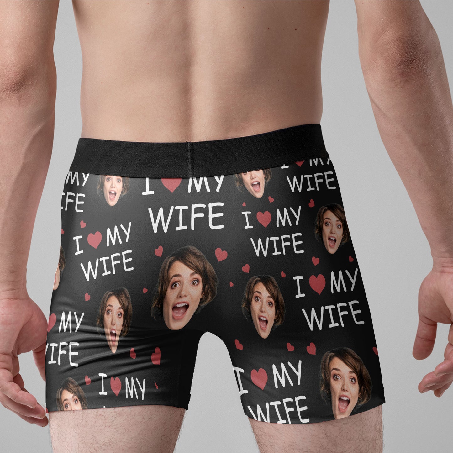 I Love My Wife - Personalized Photo Men's Boxer Briefs - Anniversary Gifts  For Men, Husband, Him
