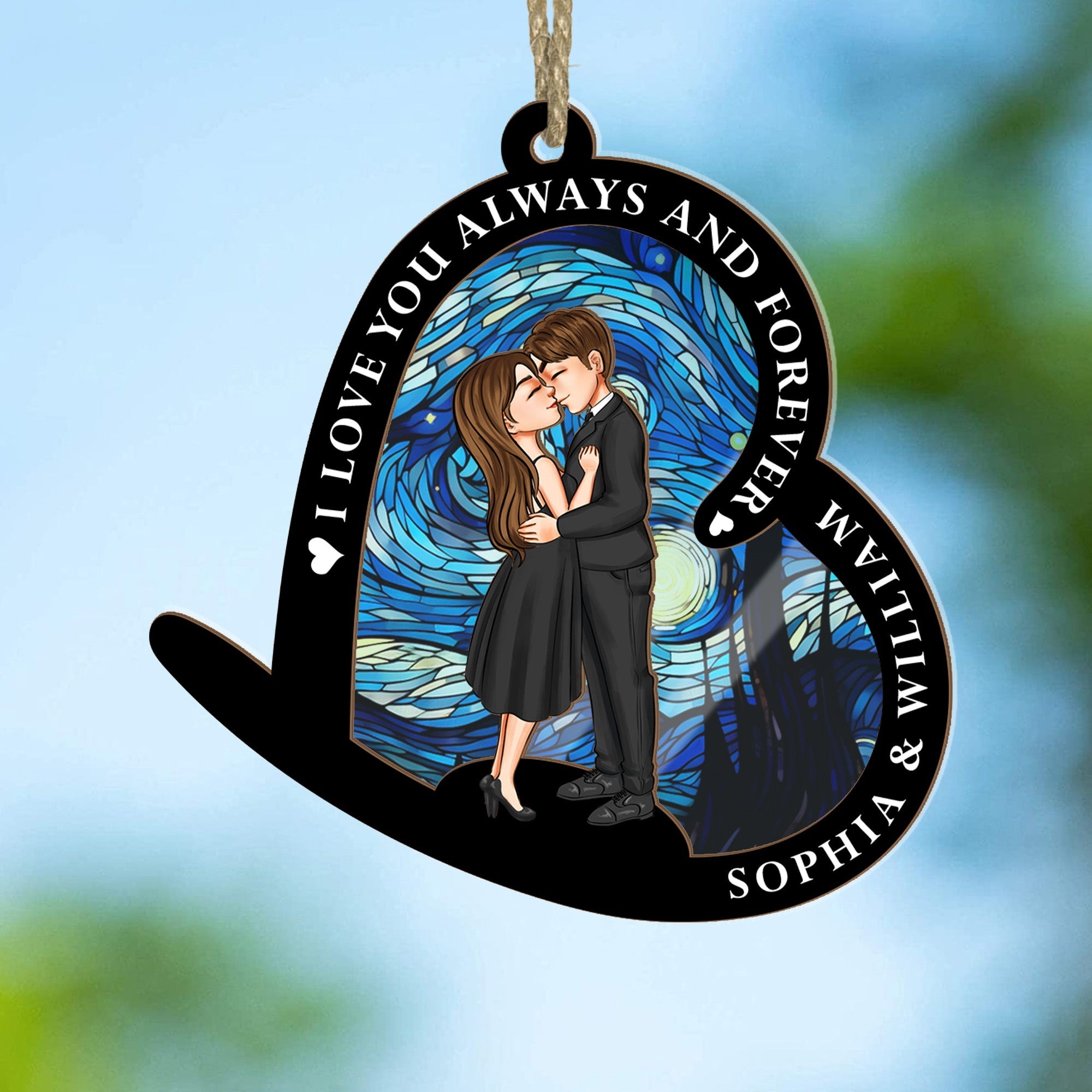 I Love You Always And Forever - Personalized Suncatcher Ornament