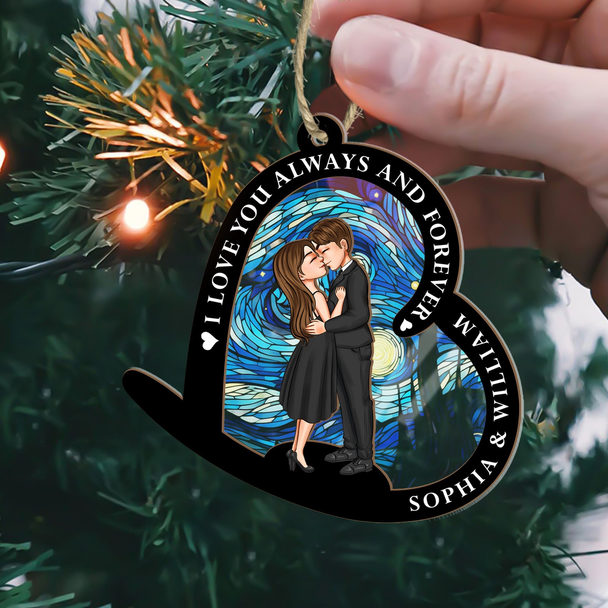 I Love You Always And Forever - Personalized Suncatcher Ornament