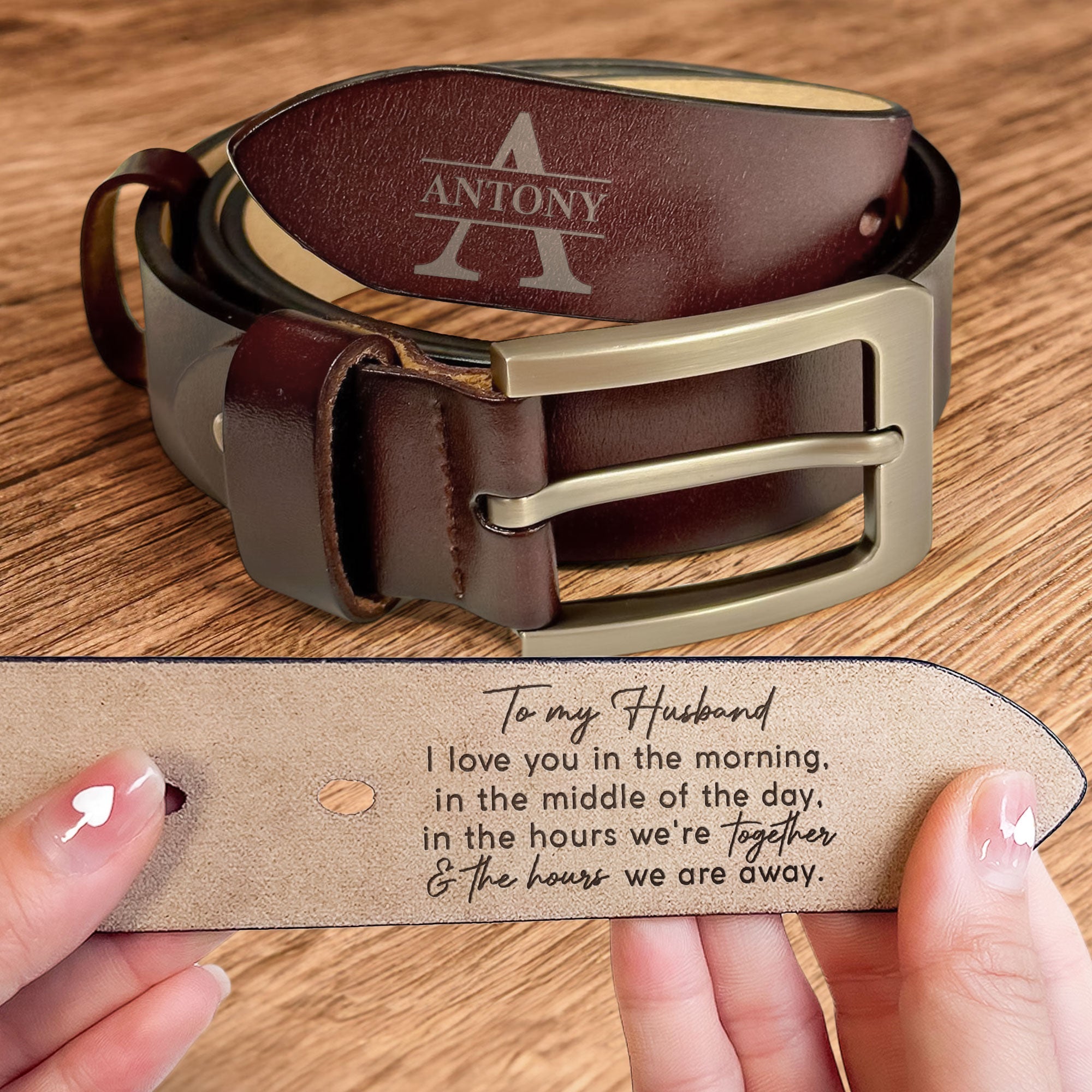 Father's Day Gifts, I Love You Every Day - Personalized Engraved Leather Belt