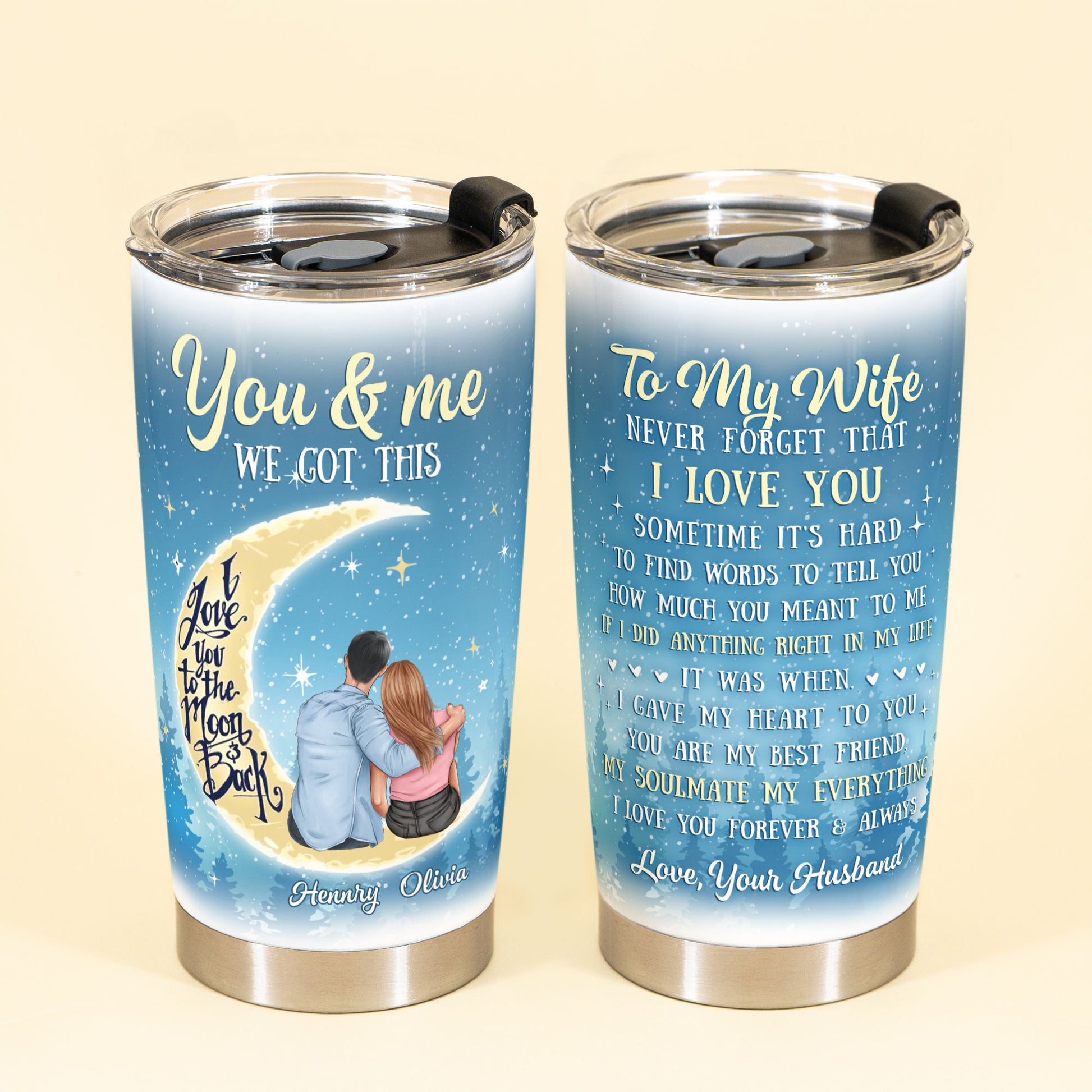 I Love You Forever And Always - Personalized Tumbler Cup - Anniversary , Valentine's Day Gift For Wife