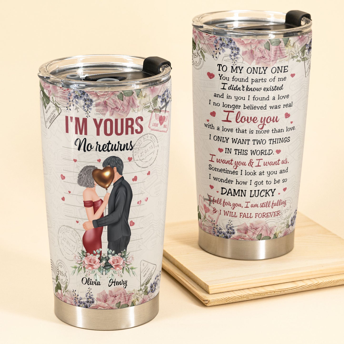 I Love You Forever - Personalized Tumbler Cup - Valentine's Day Gift For Lover Husband Wife - Hugging Couple