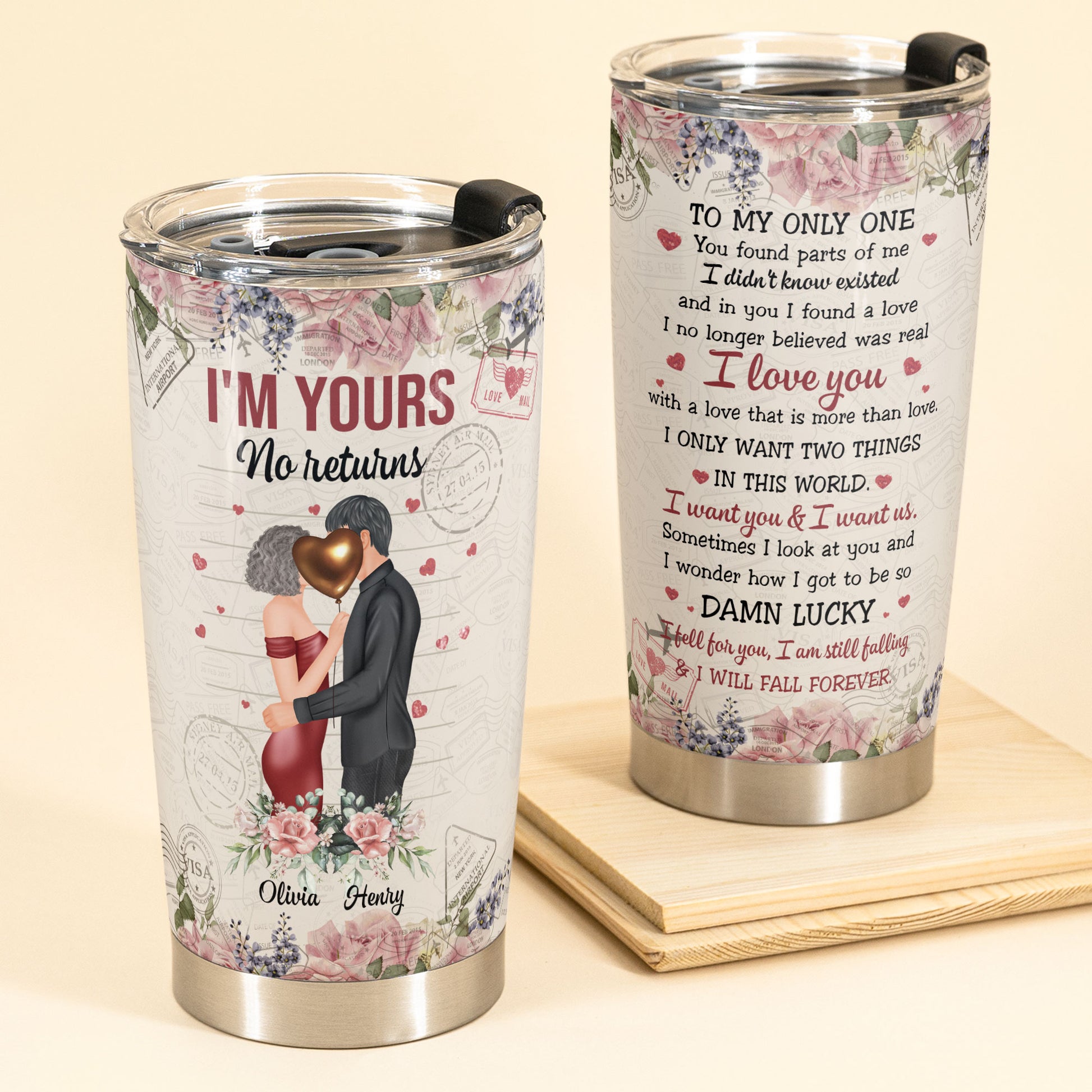 I Love You Forever - Personalized Tumbler Cup - Hugging Couple