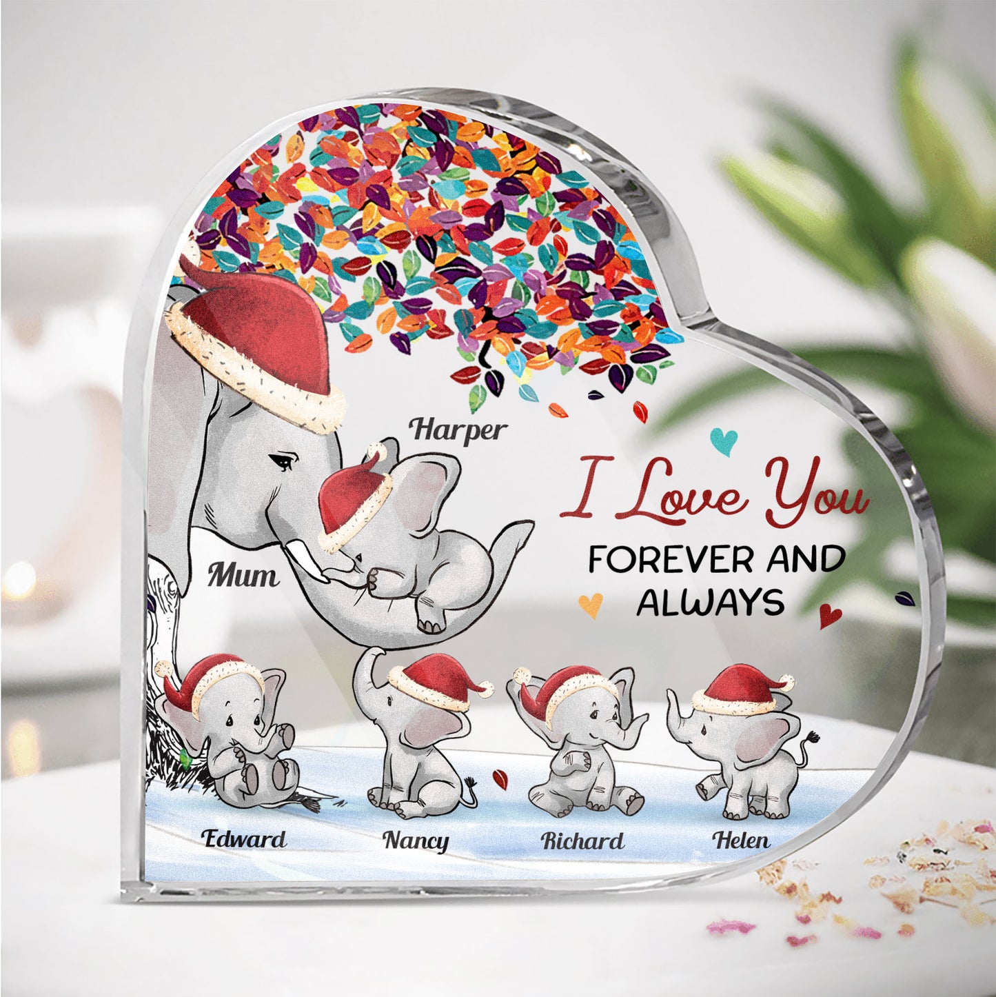 I Love You Forever & Always - Personalized Heart Shaped Acrylic Plaque - Christmas Gift For Daughters, Sons, Gift From Sons, Daughters To Mom