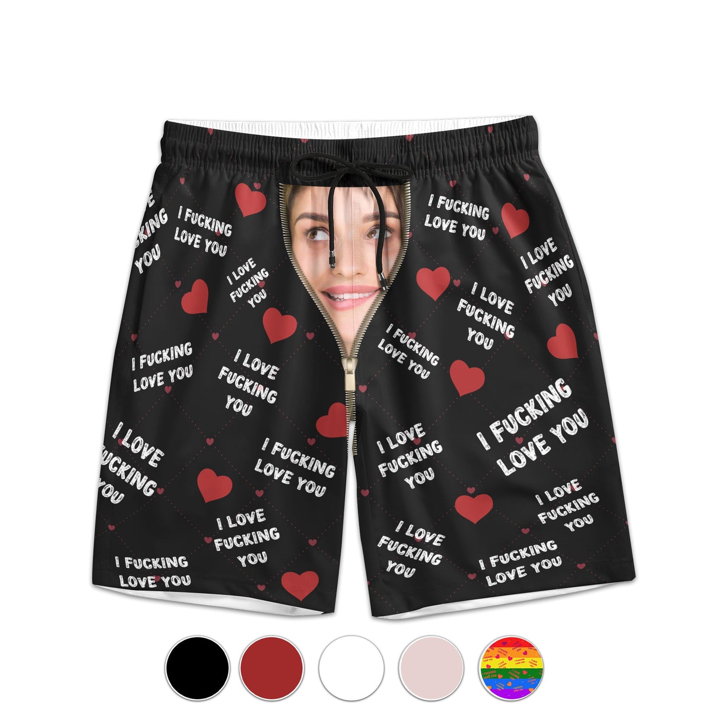 I Love You I Love ... You Gifts For Men - Personalized Photo Men's Beach Shorts