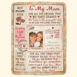 I Love You Mom - Personalized Photo Blanket