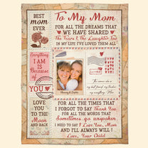 I Love You Mom - Personalized Photo Blanket