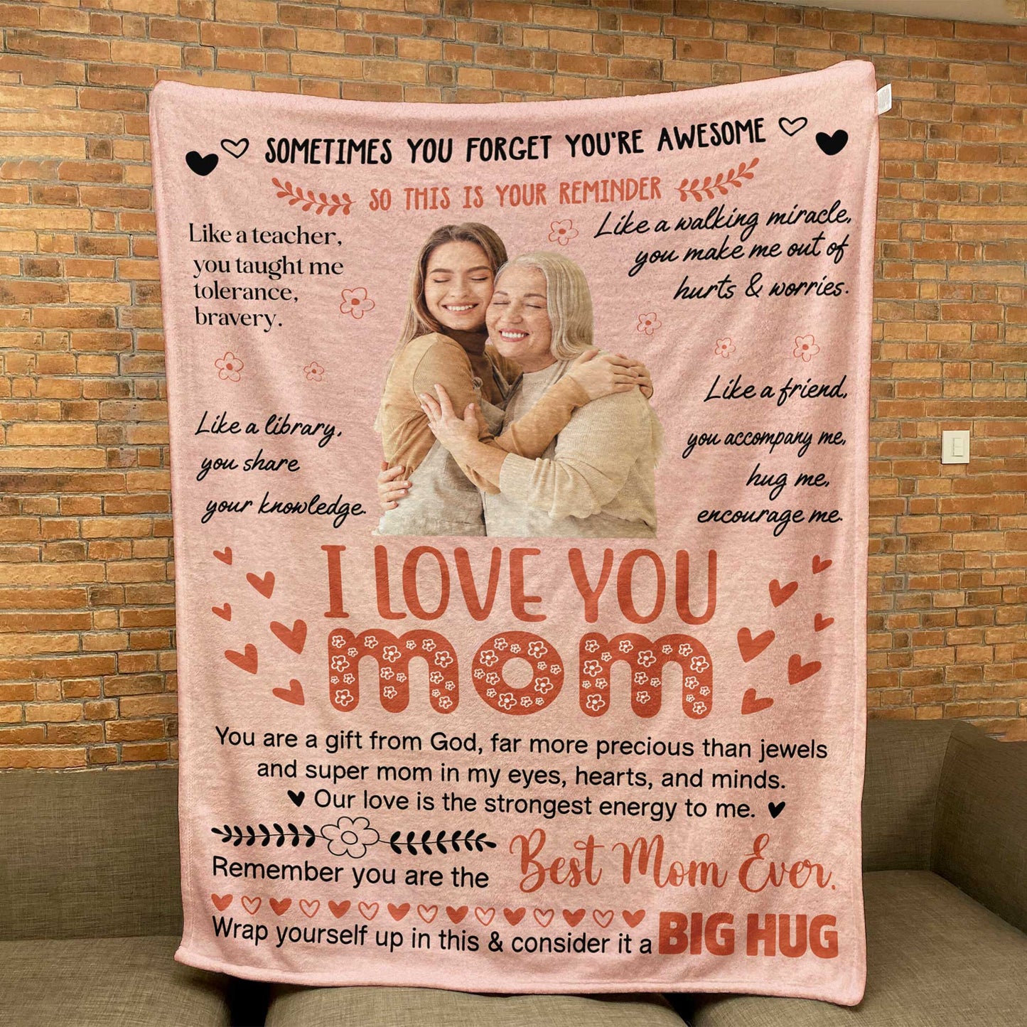 I Love You Mom & This Is Your Reminder - Personalized Photo Blanket