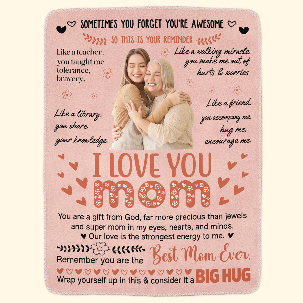 I Love You Mom & This Is Your Reminder - Personalized Photo Blanket