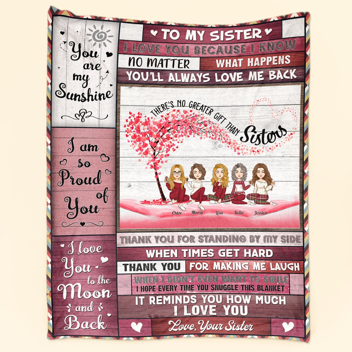 I Love You My Sister - Personalized Blanket - Christmas Birthday Gift For Sisters, Besties, Sistas