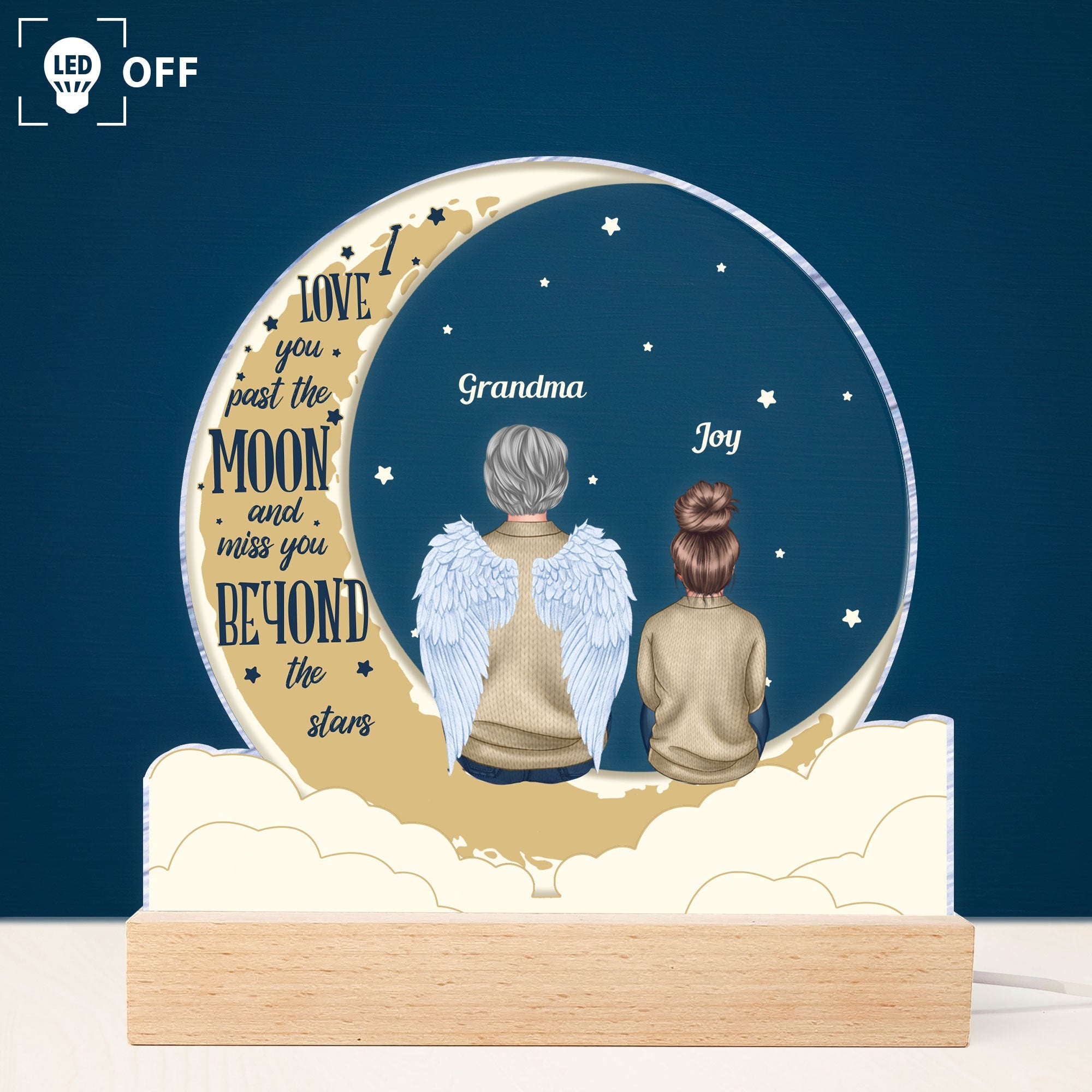 I Love You Past The Moon - Personalized LED Light