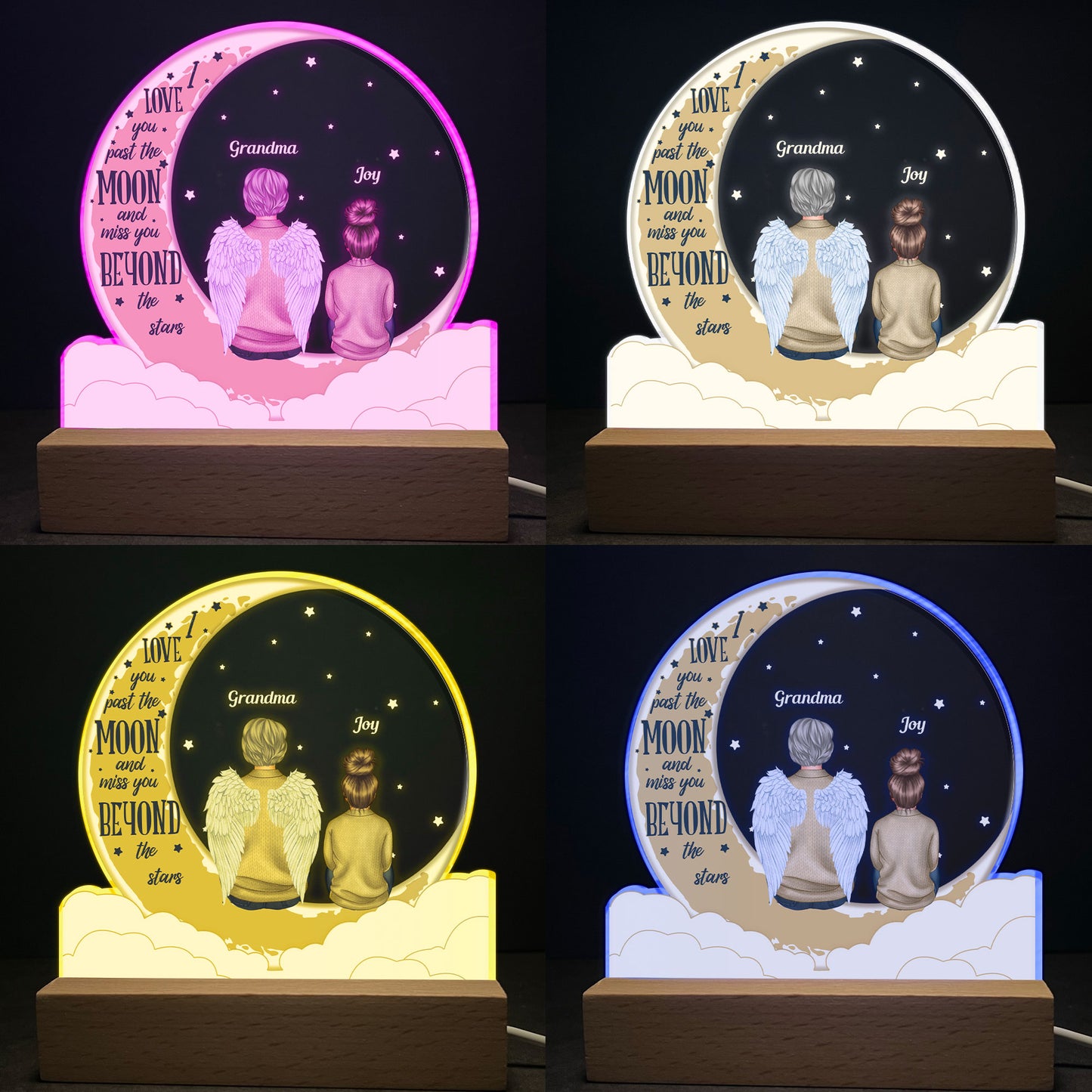 I Love You Past The Moon - Personalized LED Light