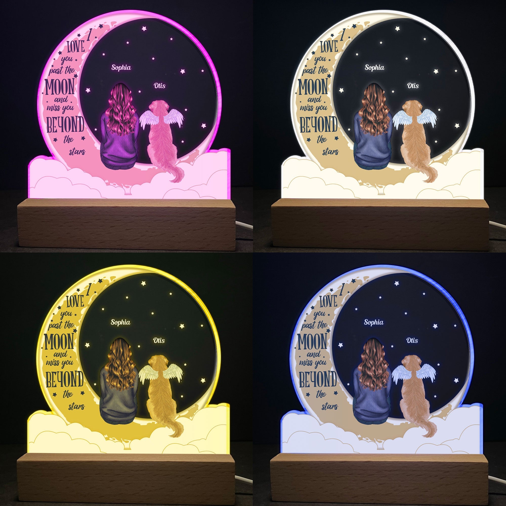 I Love You Past The Moon - Personalized LED Light