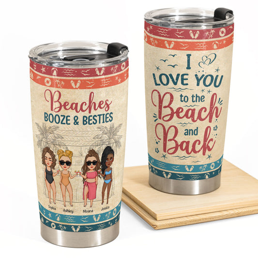 I Love You To The Beach And Back - Vintage Version - Personalized Tumbler Cup