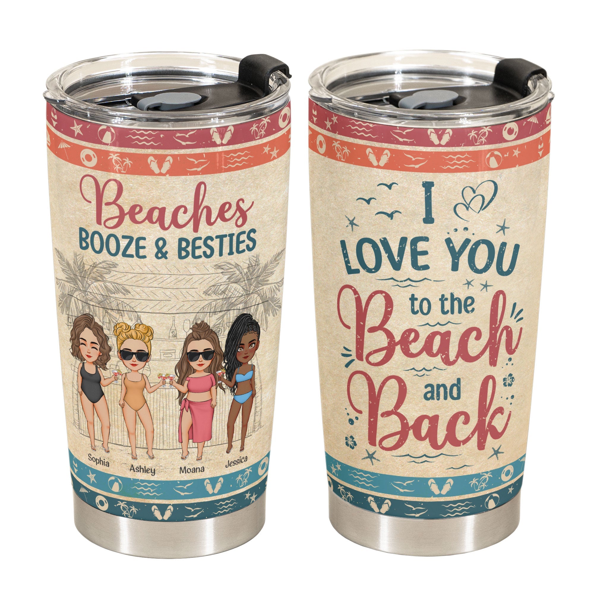 I Love You To The Beach And Back - Vintage Version - Personalized Tumbler Cup