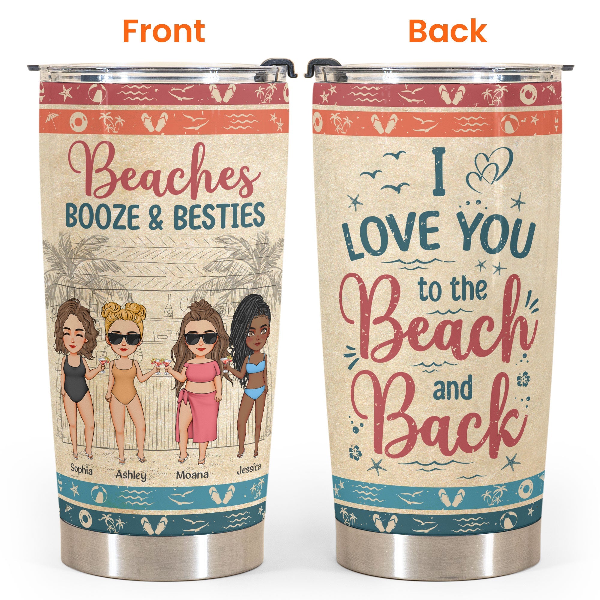 I Love You To The Beach And Back - Vintage Version - Personalized Tumbler Cup