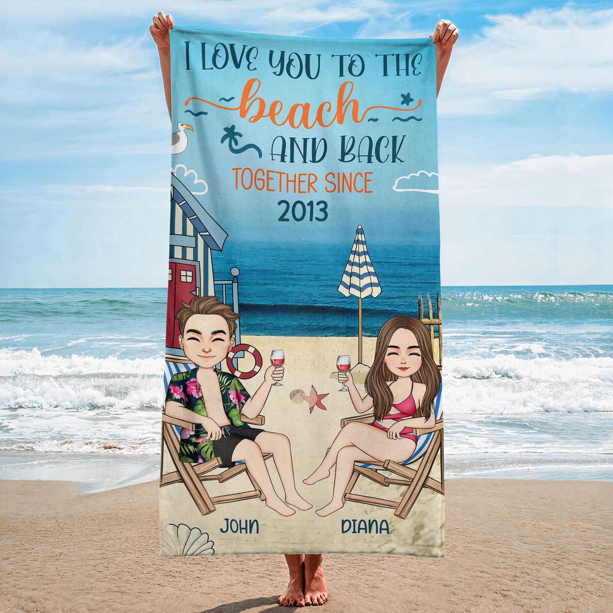 I Love You To The Beach & Back - Personalized Beach Towel