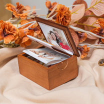 I Love You To The Moon And Back For Mom, Daughter - Personalized Wooden Photo Box