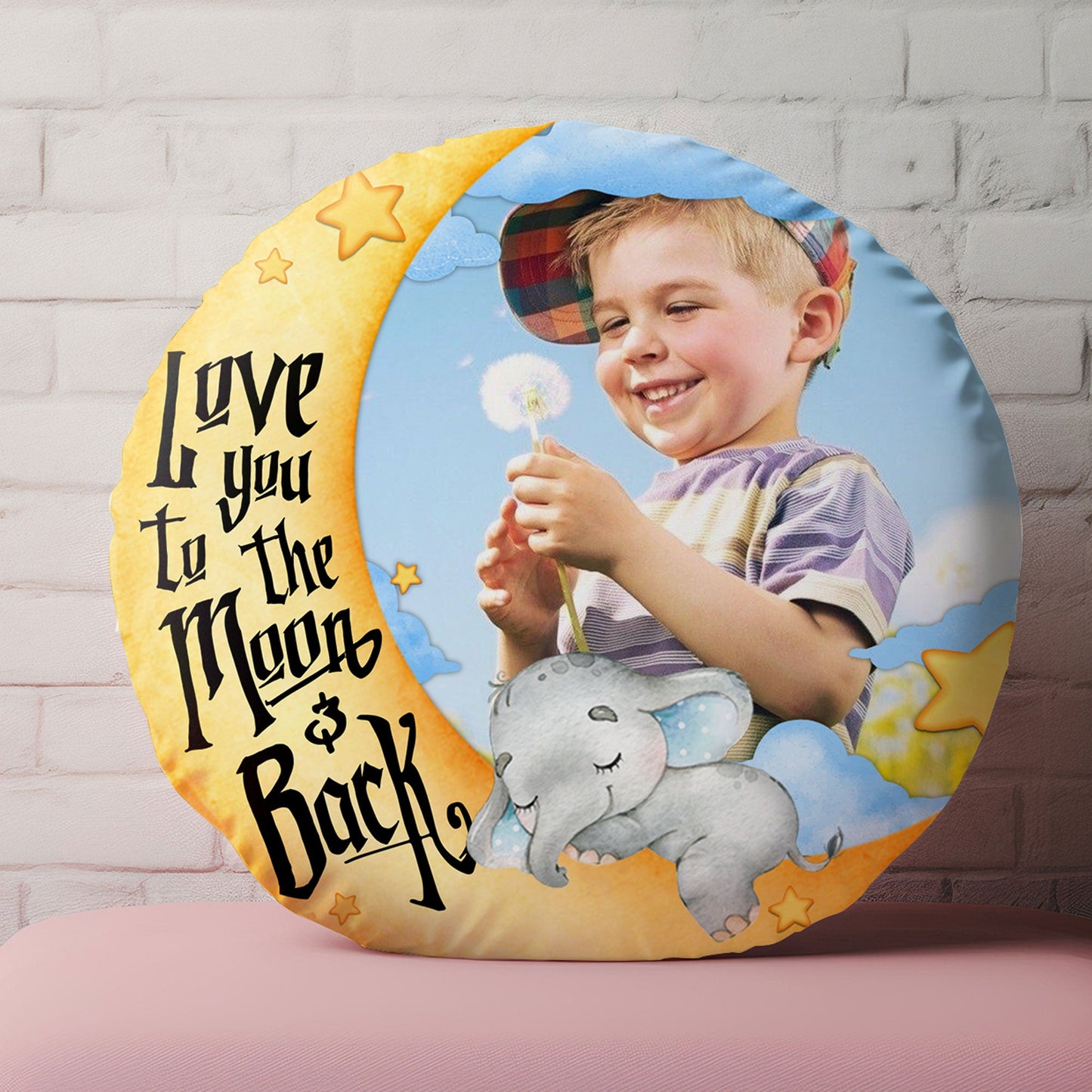 I Love You To The Moon And Back Kid - Personalized Photo Round Pillow