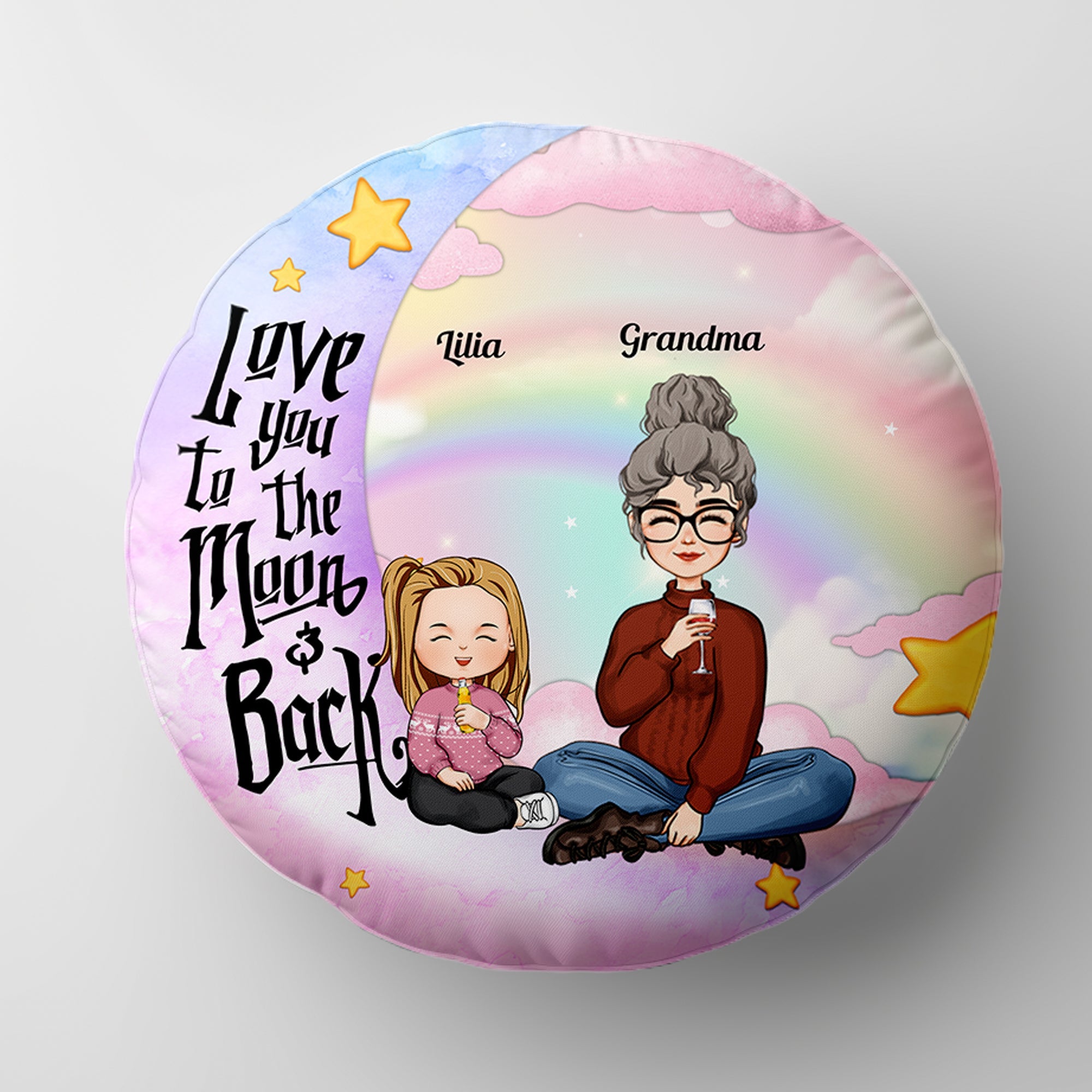 I Love You To The Moon And Back Kid - Personalized Round Pillow