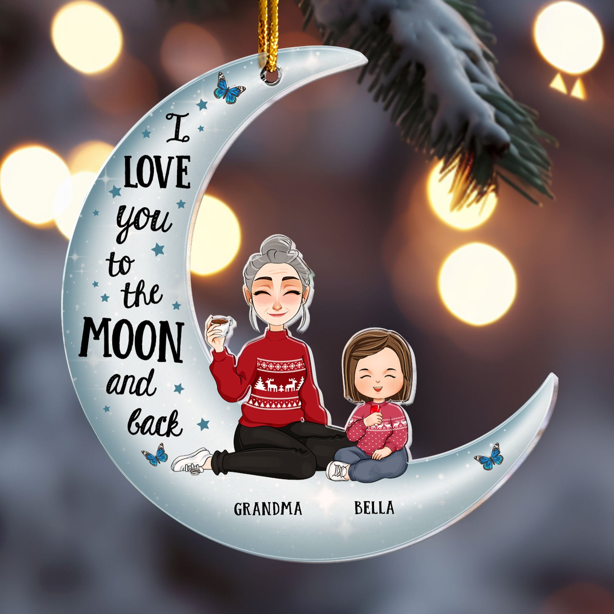 I Love You To The Moon And Back - New Version - Personalized Acrylic Ornament