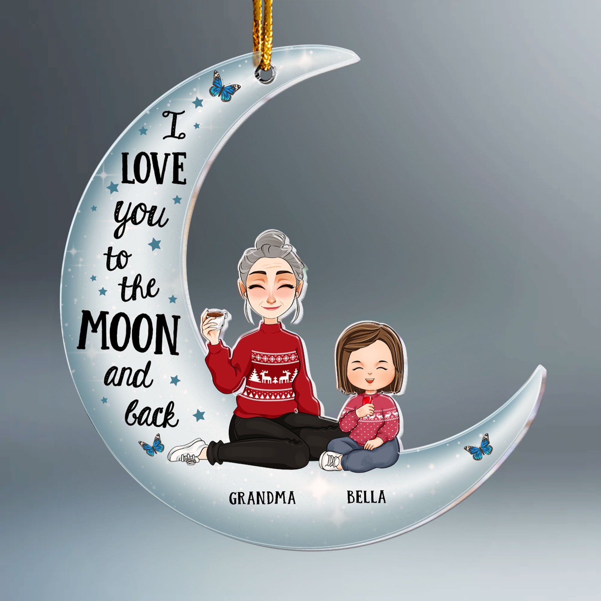 I Love You To The Moon And Back - New Version - Personalized Acrylic Ornament