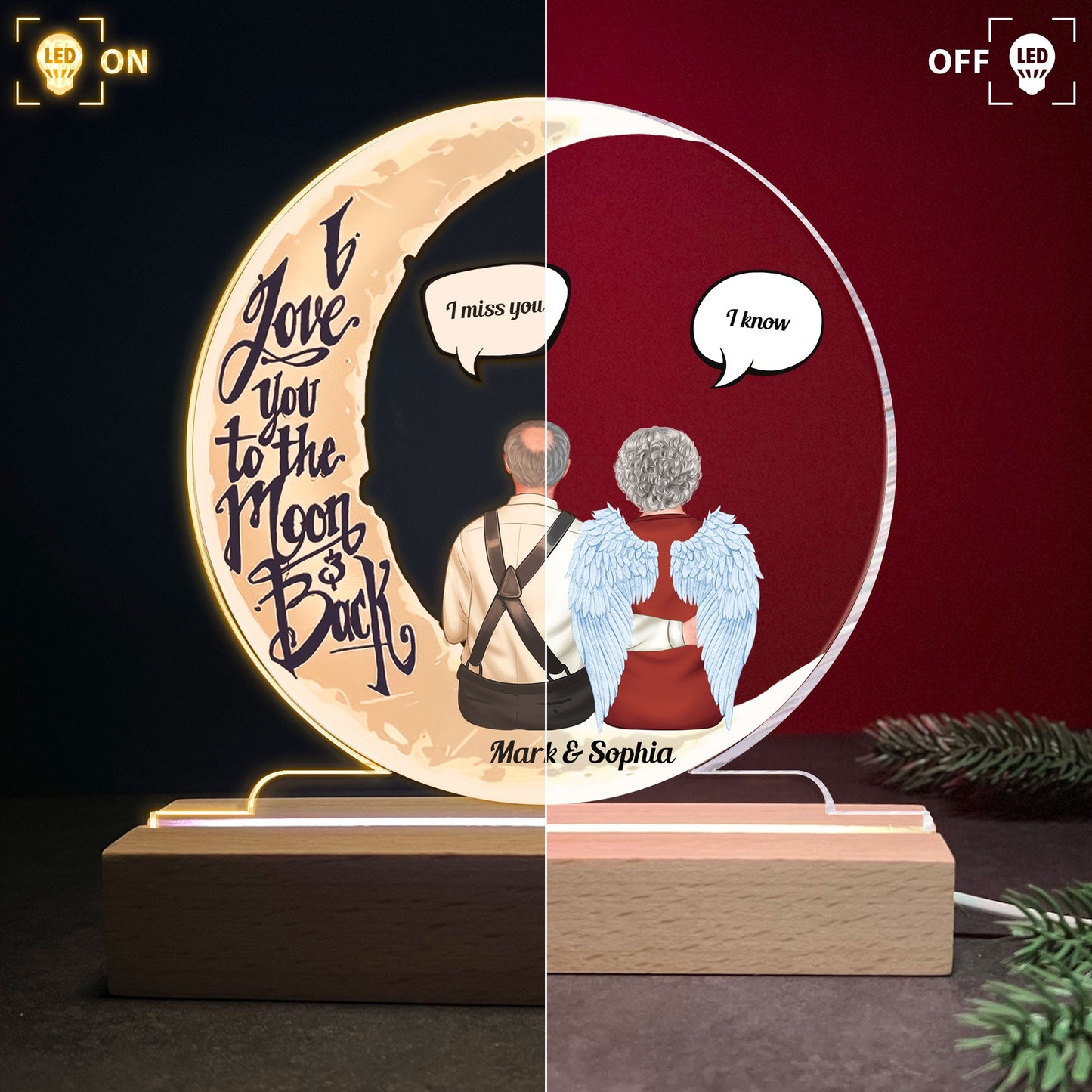 I Love You To The Moon And Back - Personalized LED Light