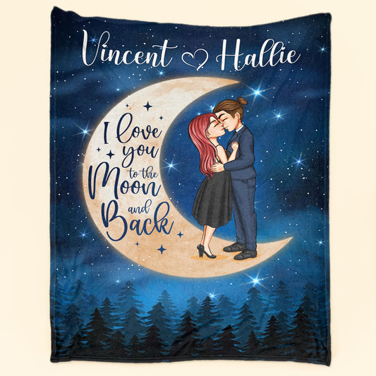 I Love You To The Moon And Back  - Personalized Blanket