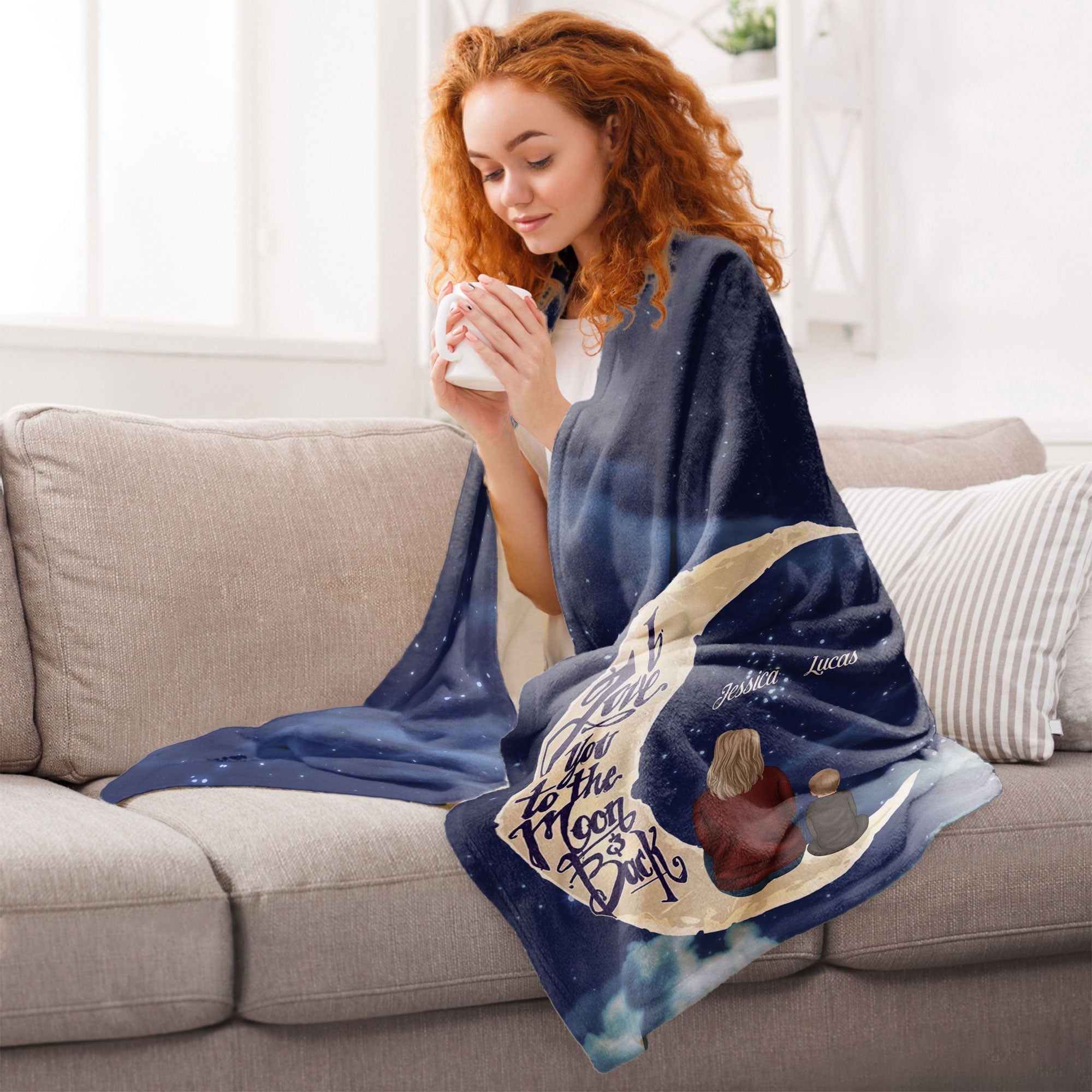 I Love You To The Moon And Back Personalized Grandma Blanket Macorner