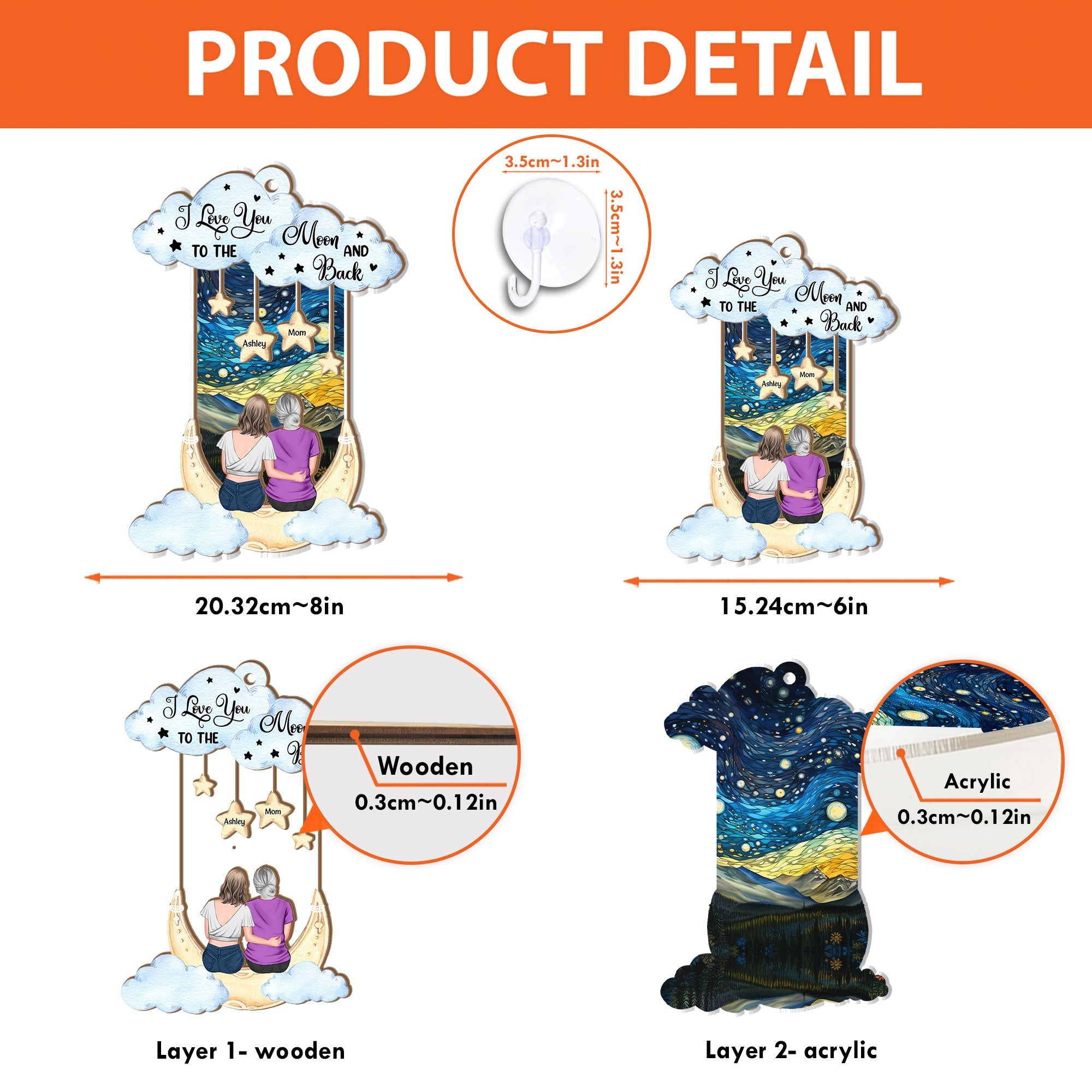 I Love You To The Moon & Back Mom - Personalized Window Hanging Suncatcher Ornament