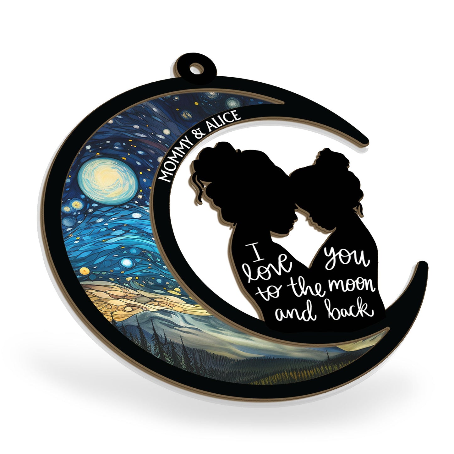 I Love You To The Moon & Back - Personalized Window Hanging Suncatcher Ornament