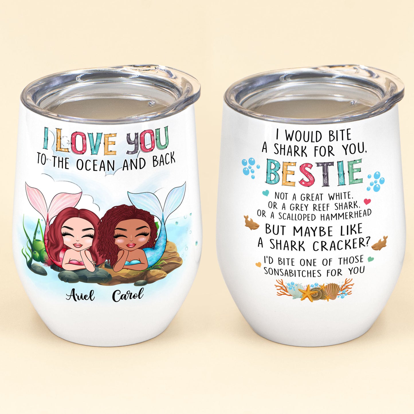 I Love You To The Ocean And Back - Personalized Wine Tumbler - Gift For Best Friend