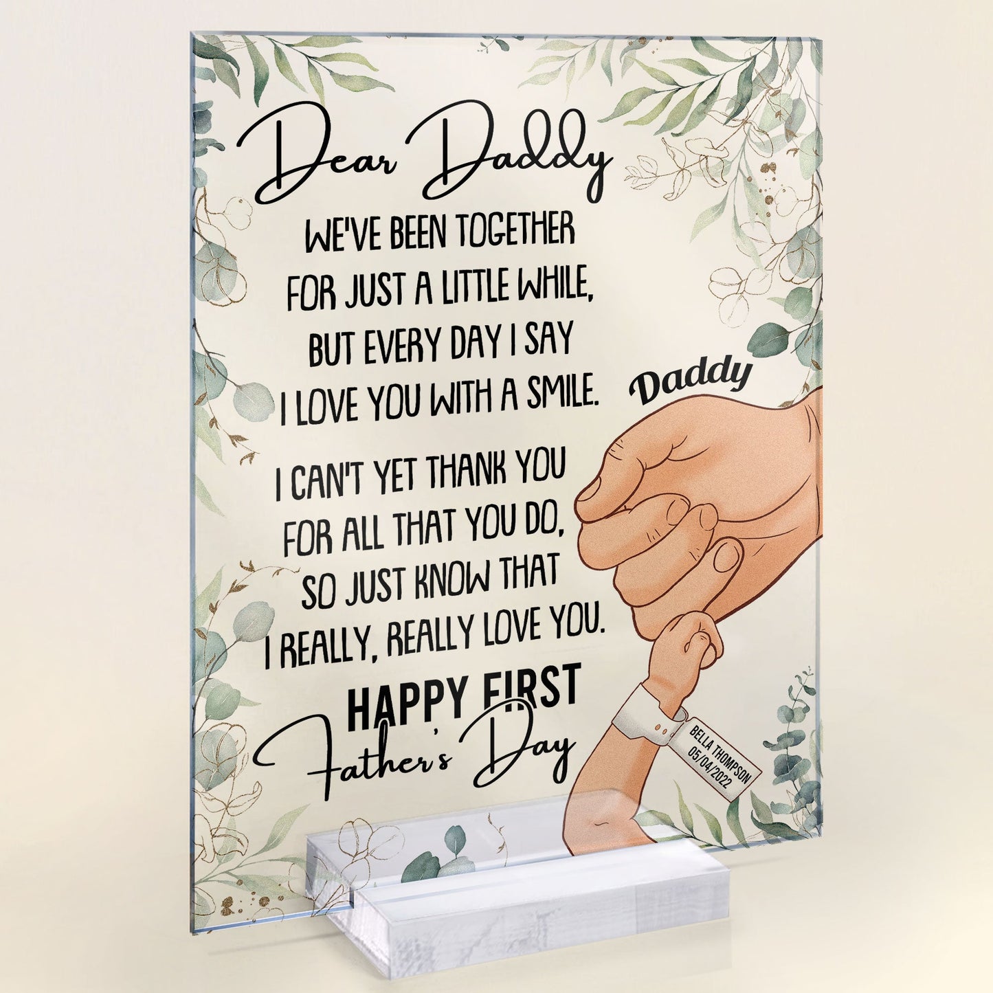 I Love You With A Smile First Father's Day - Personalized Acrylic Plaque