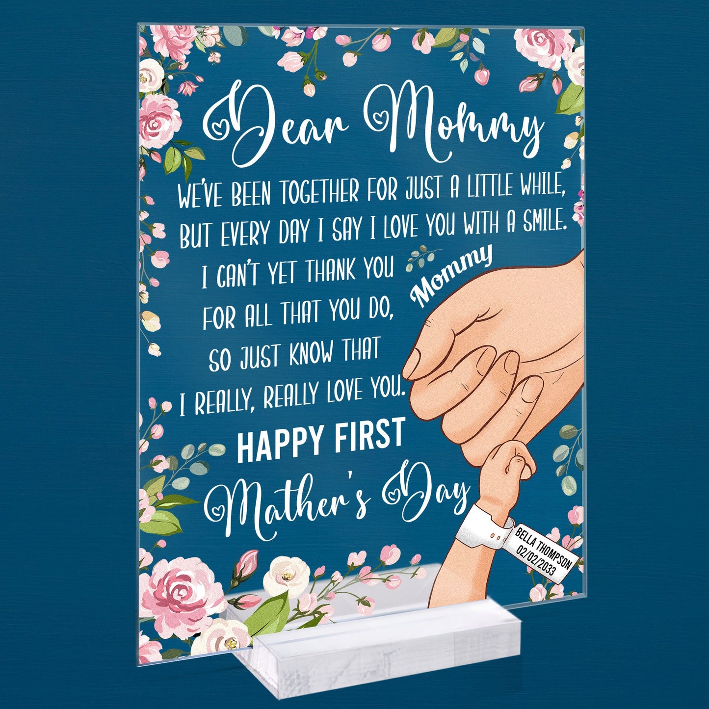 I Love You With A Smile First Mother's Day - Personalized Acrylic Plaque - Birthday Mother's Day Gift For First Mom, Gift For Wife