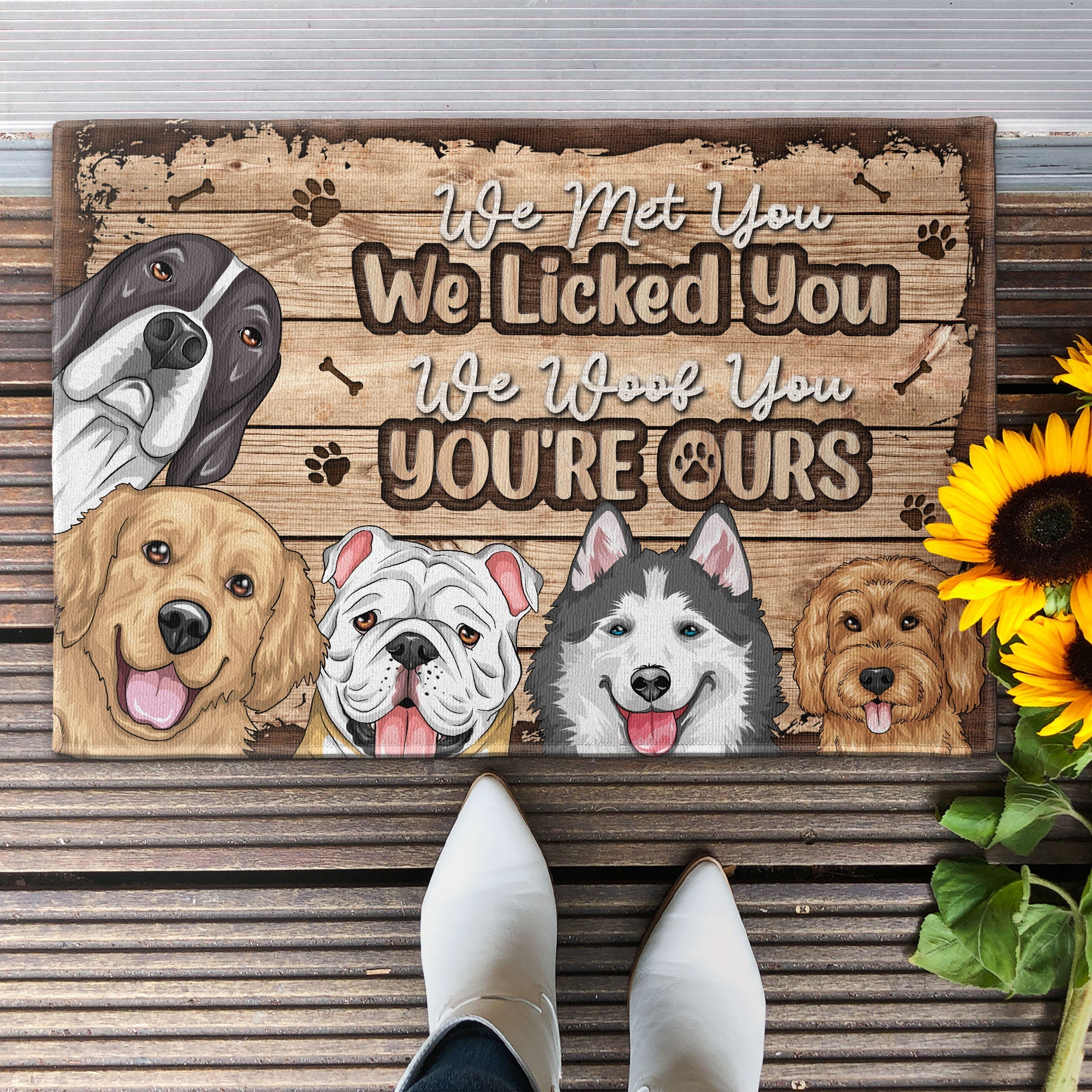 I Met You I Licked You I Woof You  - Personalized Doormat