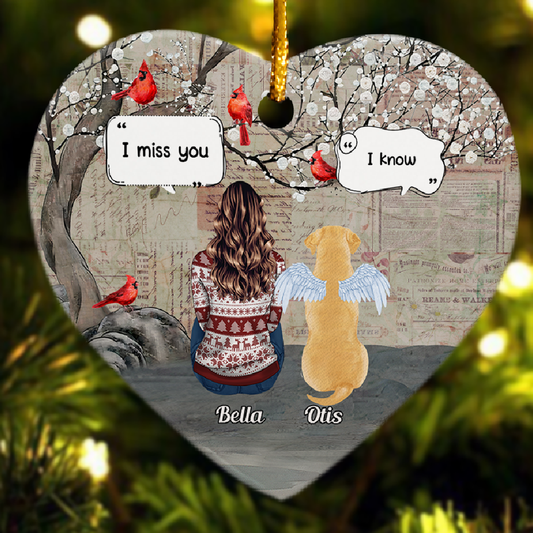 I Miss You - Personalized Heart Shaped Ceramic Ornament