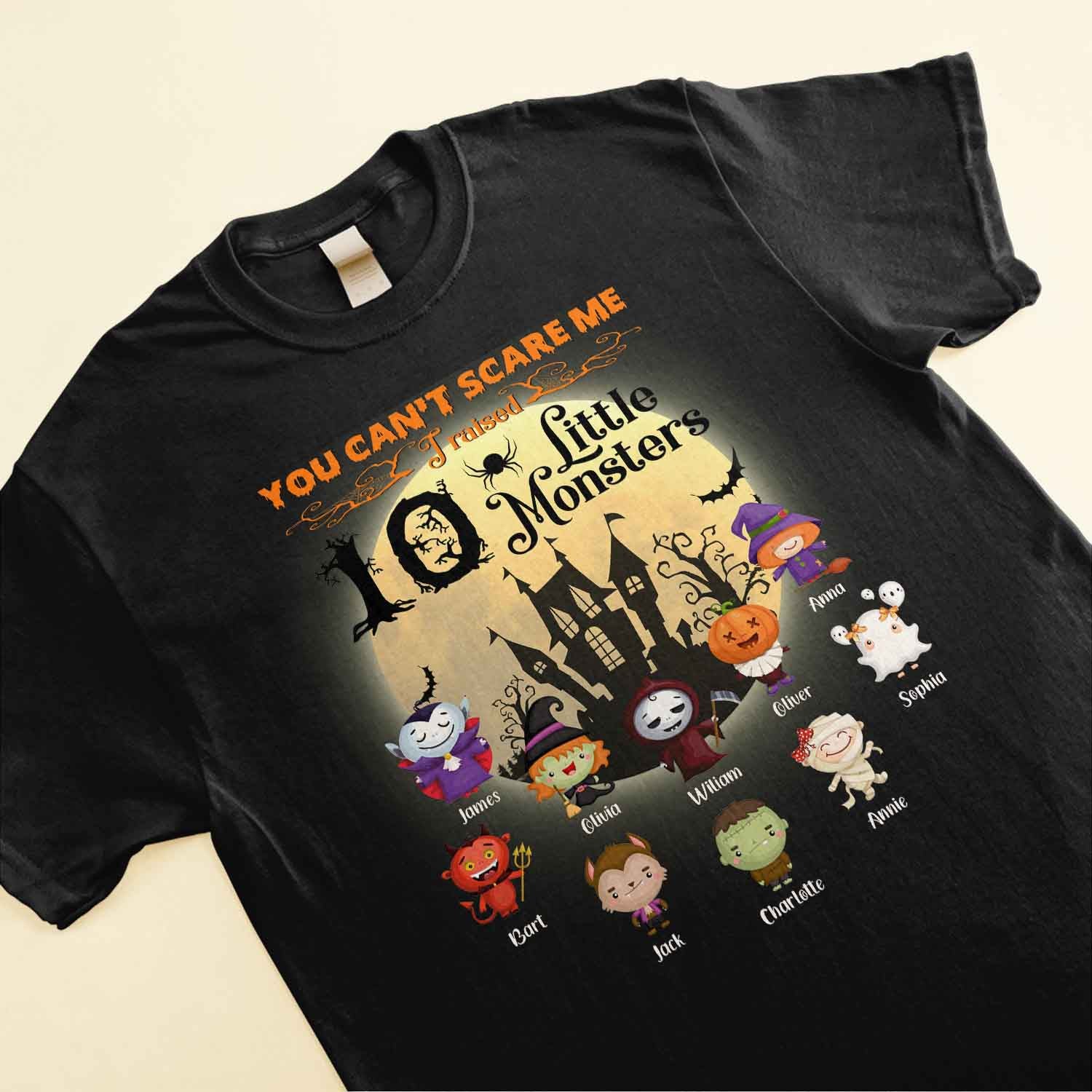 I Raised Little Monster - Personalized Shirt - Halloween Gift For Nana