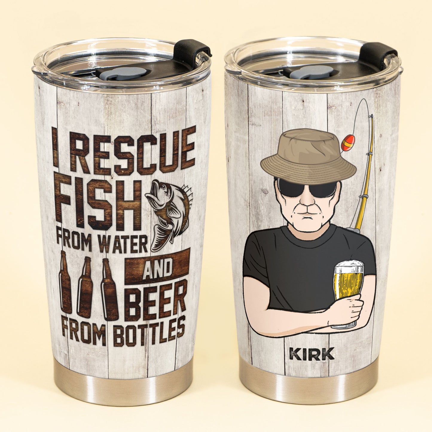 I Rescue Beer From Bottles - Personalized Tumbler Cup - Gift For Fishing Lovers