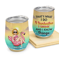 I Sunbathe I Drink - Tanned & Tipsy - Personalized Wine Tumbler