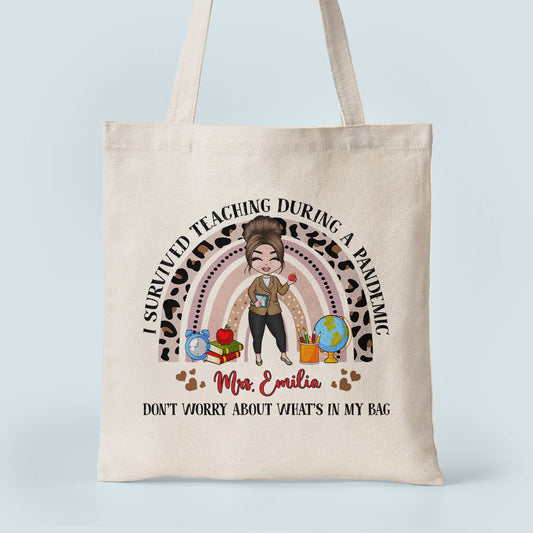 I Survived Teaching During A Pandemic - Personalized Tote Bag - Birthday Gift For Teacher